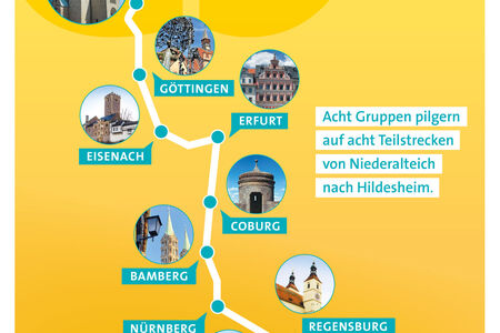 Plakat der Pilgerstrecke von Niederalteich nach Hildesheim vom 10.-18.9.2022 (jpg)